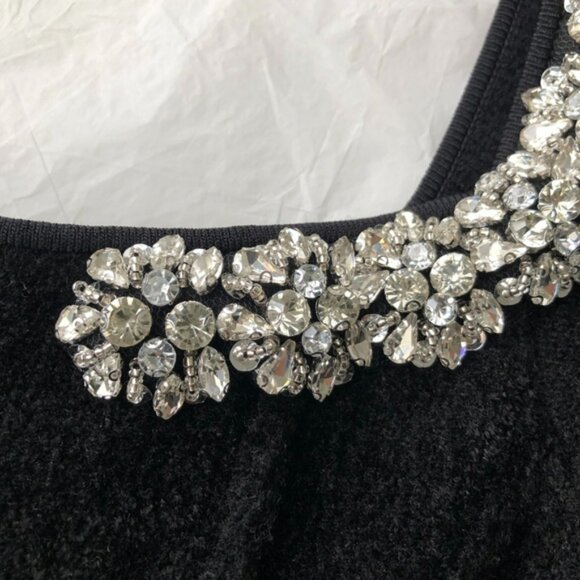 Self-portrait Black Chenille Knit Crystal Trim Midi Dress - Picture 9 of 12